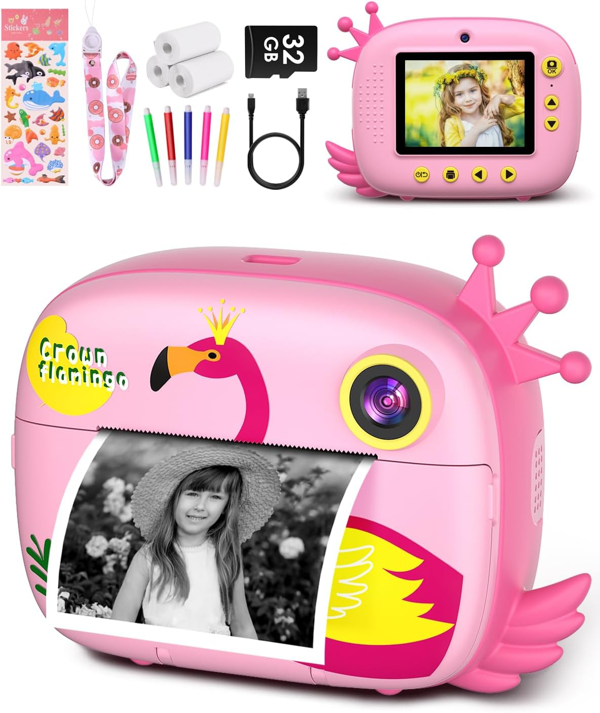 Kids Instant Camera for Toddlers Boys Girls Christmas Birthday Gifts 2.4 Inch Sc-image