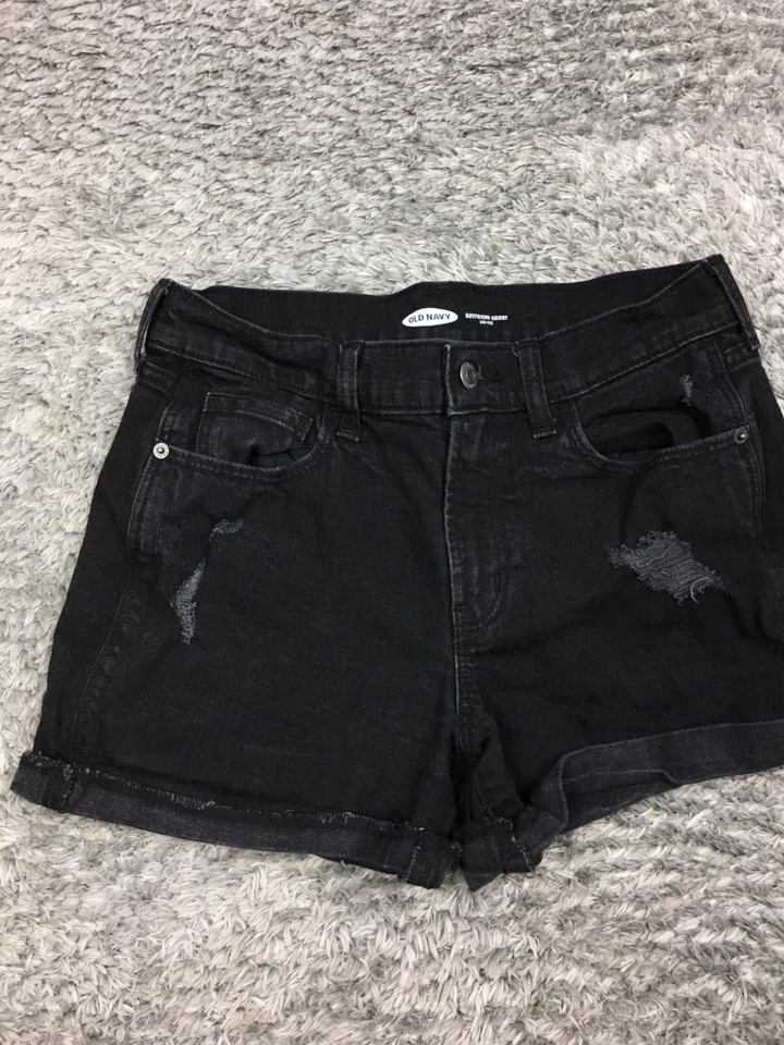 Pantalones cortos de mezclilla Old Navy Boyfriend para mujer talla 2 negros lavados Foto 3 de 4