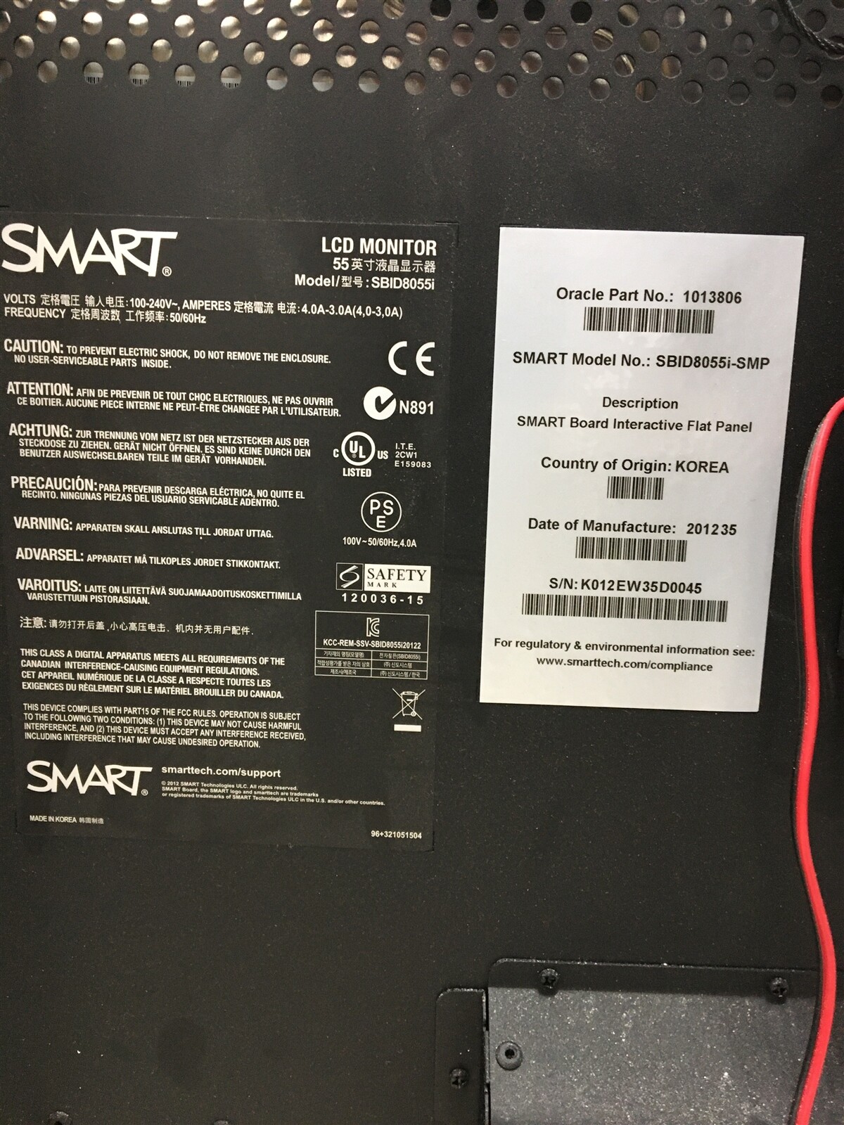 Smart Board SBID 8055i DViT Interactive Smartboard Conference Room