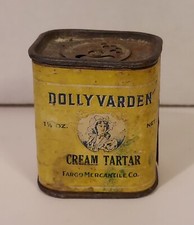 Lata de cartón crema de tártaro vintage marca Dolly Varden
