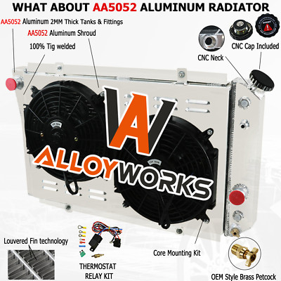 4 Row Radiator+Shroud Fan+Relay For Chevy 1984-1990 Corvette S10 Blazer V8