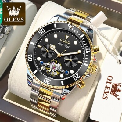 Automatic Mechanical Watch Men's OLEVS Luxury Waterproof Men Skeleton Strap