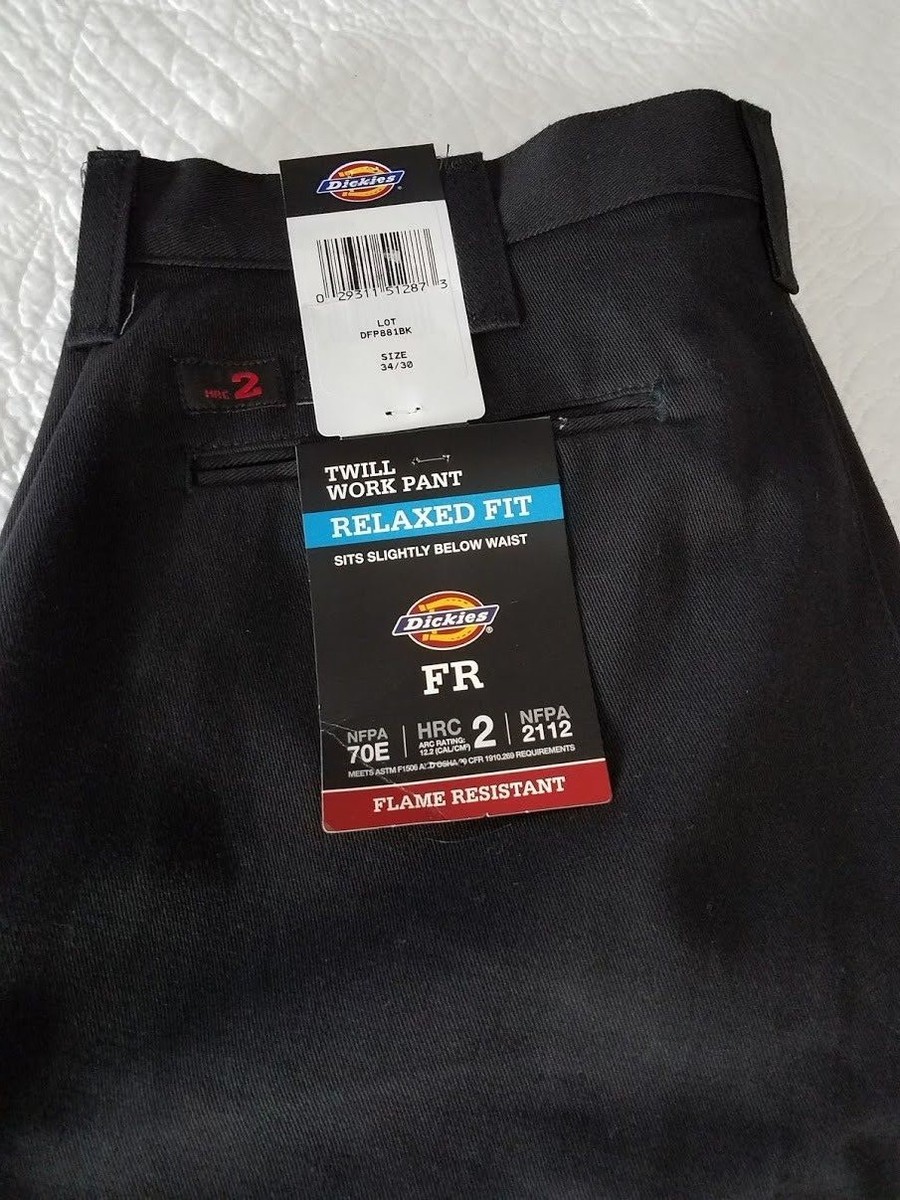 NEW DICKIES RELAXED FIT FLAME RESISTANT BLACK WORK PANTS MANY