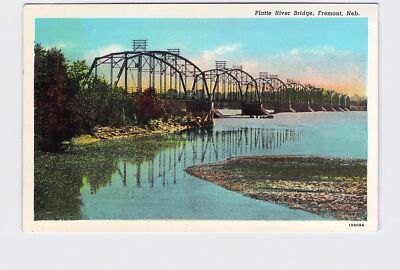 PPC Postcard NE Nebraska Fremont Platte River Bridge