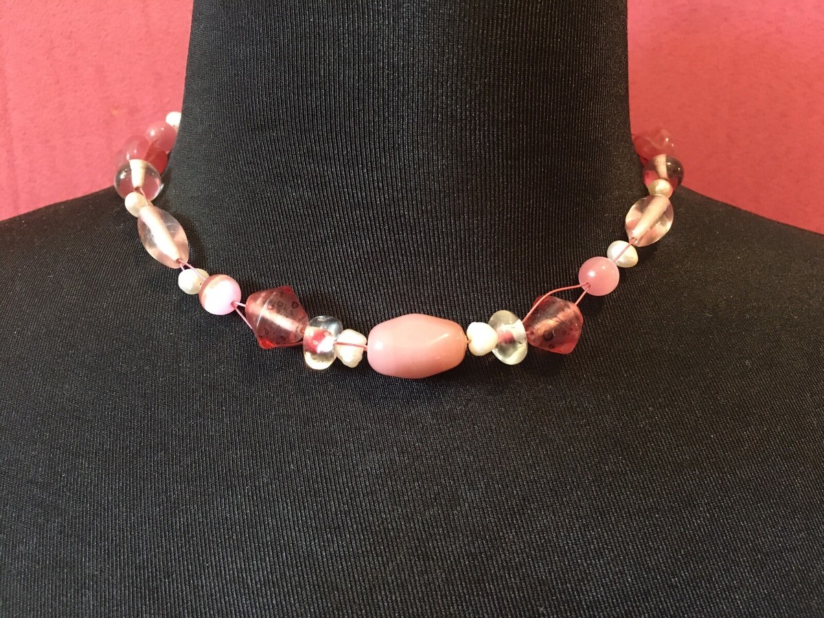Lia Sophia Necklace Pretty Pink Stones Summer Girl