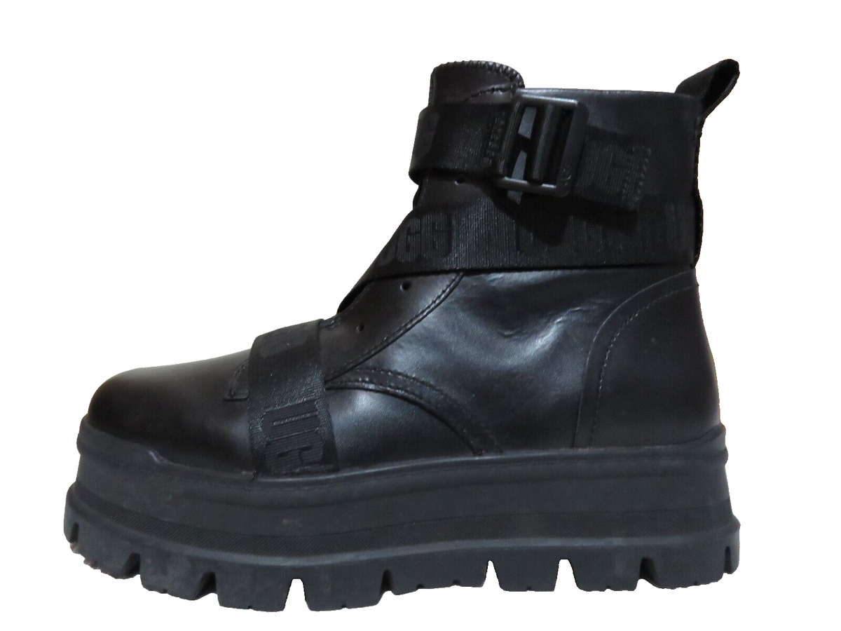 UGG® AUSTRALIA SID BLACK LEATHER ZIP UP BIKER BOOTS UK EUR 39 USA RRP  £150