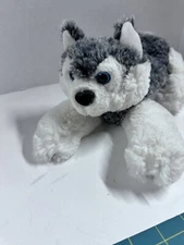 PLUSH Rhode Island Novelty HUSKY Wolf Dog Gray White Toy Doll Stuffed Animal 10”