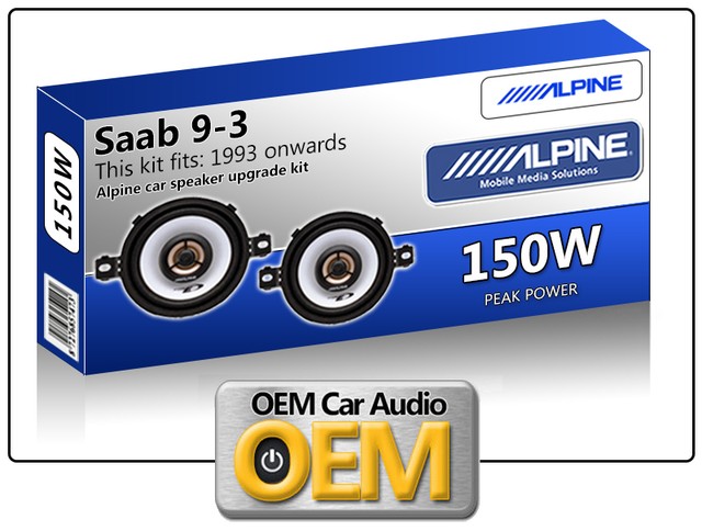 Saab 9.3 Front Dash speakers Alpine 3.5" 8.7cm car speaker kit 150W Max