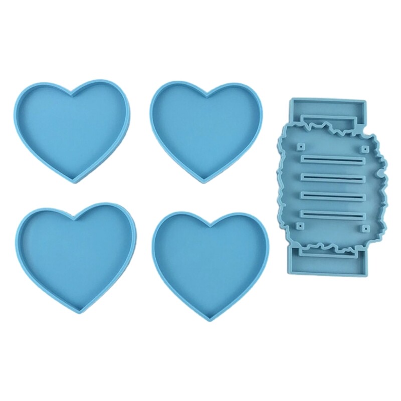 5 Heart-Shaped Epoxy Resin Coaster Molds for DIY Crafting