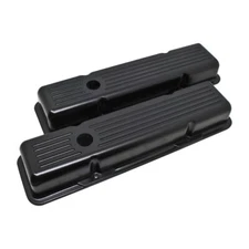 Black Valve Covers For 58-86 Chevy SBC 283 305 327 350 400 Short Ball Milled