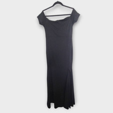 Womens Black Maxi Dress Sz Large Stretch Sleeves Off Shoulder Witchycore Goth
