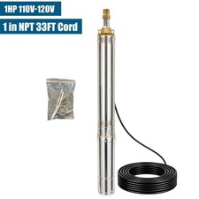 1HP 3in OD Deep Well Submersible Pump 110V 1in NPT 13GPM 247 ft Max 33ft Cord