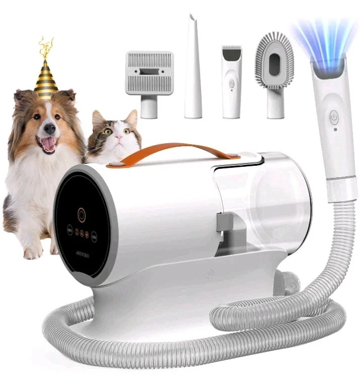 AIRROBO PG100 12000Pa Pet Grooming Vacuum Kit 5-in-1, 2L DustBin 4.9Ft Hose 50dB