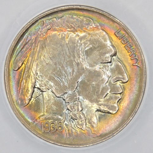 1936 5C Buffalo Nickel ANACS AU58 - Lovely Dual Sided Peripheral Toning
