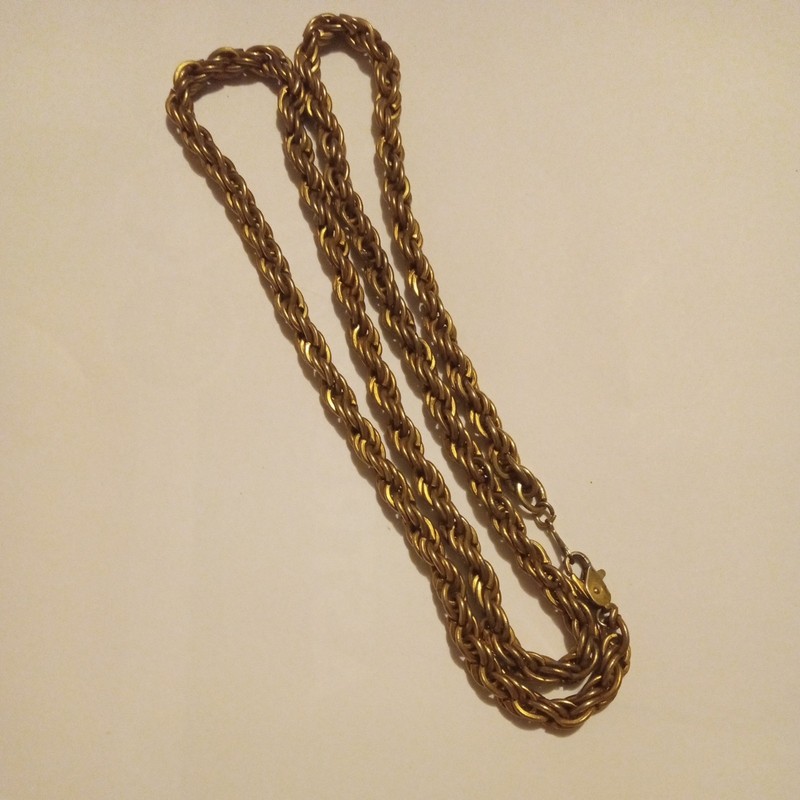 Men's Vintage 24" Goldtone Twisted Rope Chain Necklace With Lobster Clasp
