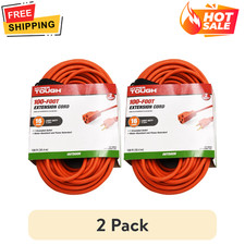 2 Pack Hyper Tough 100FT Outdoor Extension Cord 16AWG 3 Prong Orange Cord