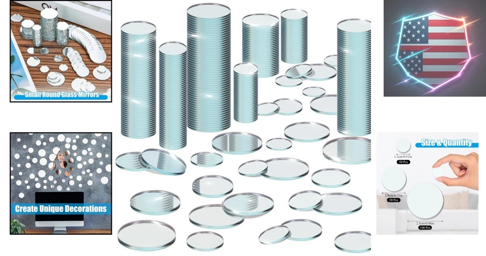 Elegantes azulejos de espejo de vidrio redondos de 200 piezas - tamaños mini para proyectos domésticos con estilo Foto 2 de 4