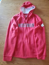 Fanatics Men s Wisconsin Badgers Football Full Zip Hoodie Jacket Size L Large