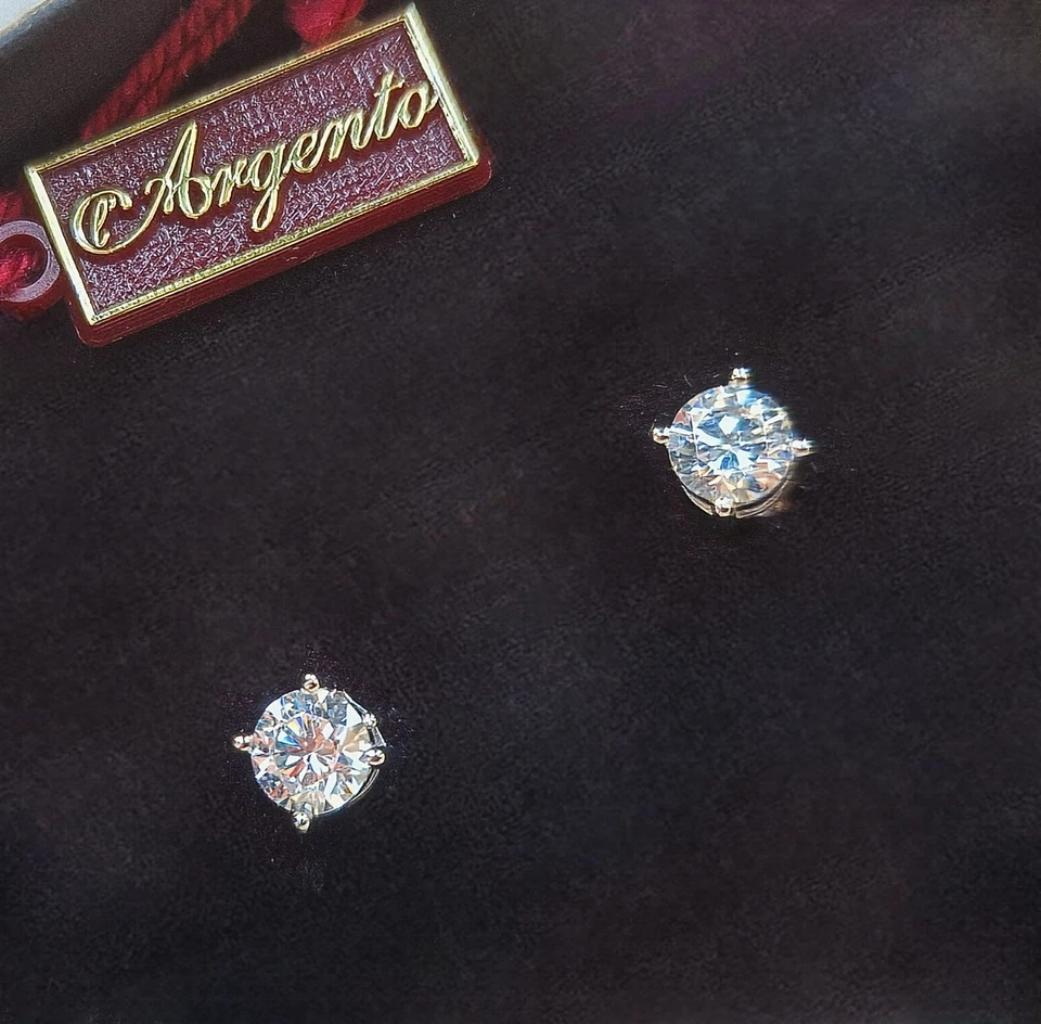 Orecchini punto luce, Argento 925, Zirconi, nuovi con cartellino e confezione - Immagine 4 di 4