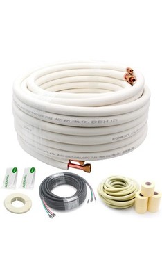 50ft Length Mini Split Line Set 1/4 1/2 OD Copper Pipes Tubing and 3/8 White