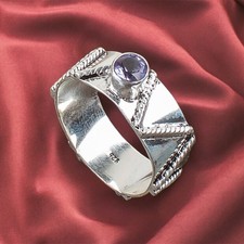September Birthstone Natural Iolite 925 Sterling Silver Ring All Size Trendy DT