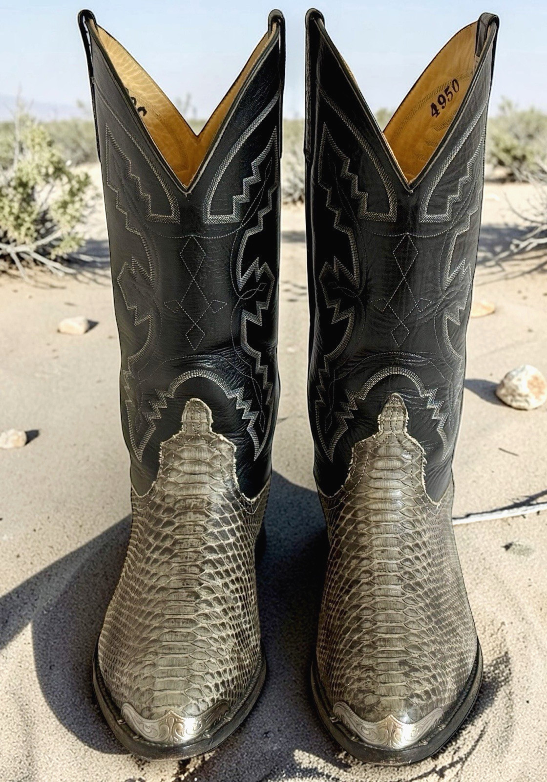 Vtg Mens Anderson Bean 9.5 E Python Snakeskin Bla… - image 2