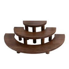 3 Semicircle Brown 3 Tier Wooden Cupcake Pedestals Dessert Display Stands