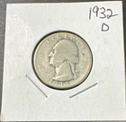 1932 D George Washington Silver Quarter 25C