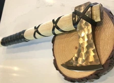 Carbon Steel Viking Axe, Camping Hatchet Tomahawk Axe, Leather Sheath