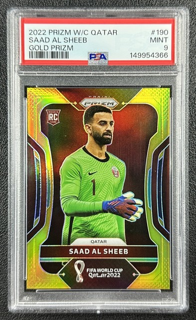 Saad Al Sheeb PSA 9 2022-23 Panini Prizm World Cup #190 Rookie Gold 1/10