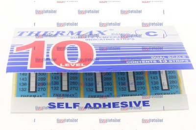 1PC TMC 10 strips THERMAX Temperature Label 10 Level Range C 132-182°C/270-360 