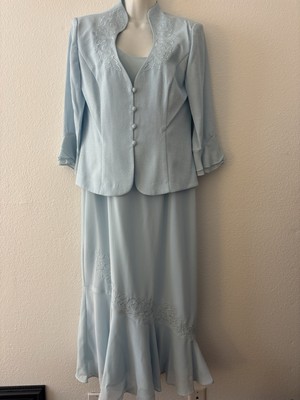 Plaza South Women's Lined Maxi Dress And Jacket Size 8 Light Blue | eBay