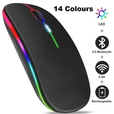 2.4GHz Bluetooth Wireless Optical Mouse USB Rechargeable RGB Mice for PC Laptop