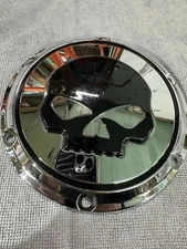 Black 6 Bolt Chrome  Skull Derby Cover for Harley Sportster 2004 To 2022