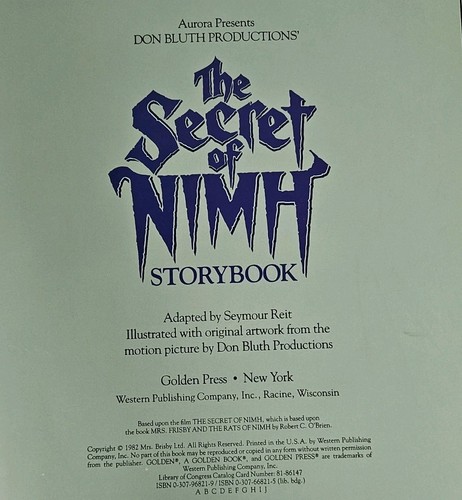 The Secret of Nimh Storybook 1982 Hardcover Vintage - Picture 4 of 4