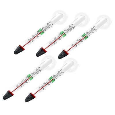 5 Stück schwimmendes Aquarium-Thermometer, Glasrohr, genau mit Saugnapf