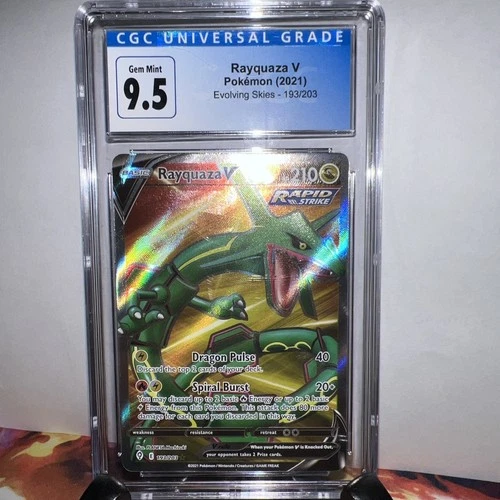 CGC 9.5 Rayquaza V 193/203 Ultra Rare Evolving Skies Pokémon Card Old Blue Label