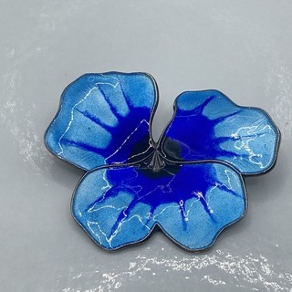 Sterling Silver Blue Floral Brooch David Andersen 10.80g AP#550