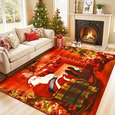 Christmas Rugs for Living Room - 4 x 6 Feet Santa Non Slip Christmas Washable...