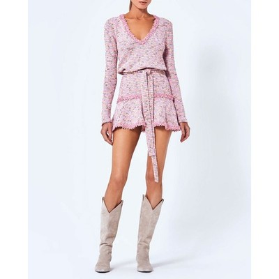 Alexis Elouise Dress Large Cherry Blossom Tweed Belted Mini NWT Pastel Designer