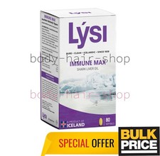 Shark Liver Oil Immune Max Pure Clean Icelandic 500/100mg Alkylglycerols 80 Caps