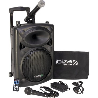Ibiza PORT10VHF-BT Bluetooth Lautsprecher Akku 2 Mikrofone 10 Zoll