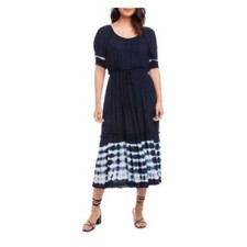 Karen Kane Costa Palmas Puff Sleeve midi dress navy blue NWT Retail $168  - S