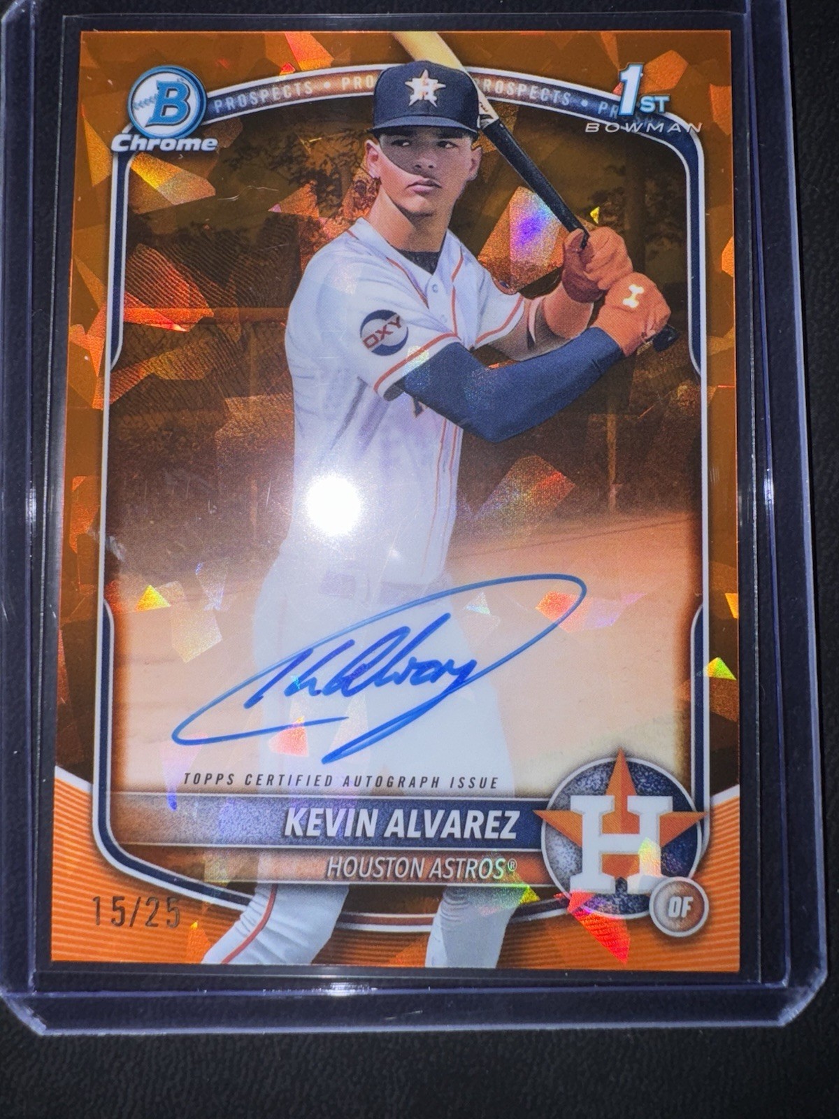 2025 Bowman Chrome Sapphire KEVIN ALVAREZ Orange Auto /25 1st Bowman Astros