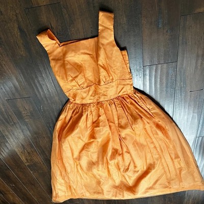 Vintage USA Rockabilly Womens Dress Orange Skirt 60s 70s Top Bottom Church Summe