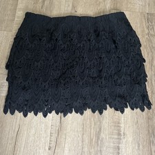 ANGL Size Large Black Tiered Ruffle Mini Skirt Fairy, Festival, Coquette Girl