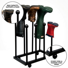 Image of 4 Pair Wellington Boot Shoe Rack Stand Storage Wellie Welly Holder Organizer