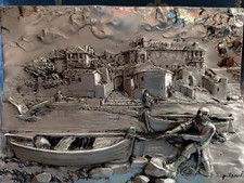 QUADRO ARGENTO 999 🔲  FIRMATO CAPITANELLI 18 X 13 cm  PLACATO  DIPINTO A MANO 