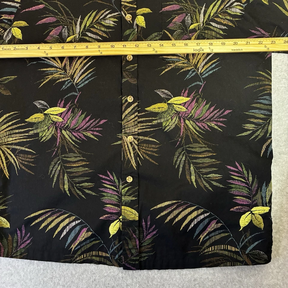 Camisa Para Hombre M Cooke Street Honolulu Tropical Boho Botón Frontal Algodón Negra Foto 4 de 4