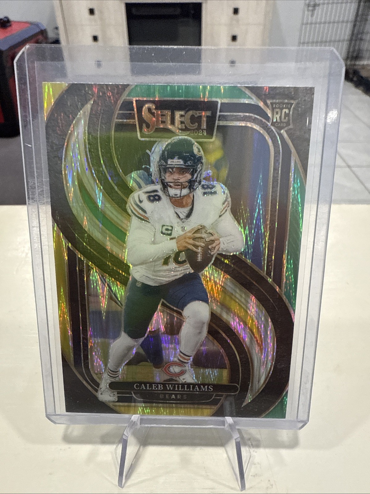 2024 Panini Select Premier Level Caleb Williams Green & Yellow Shock Prizm (RC)